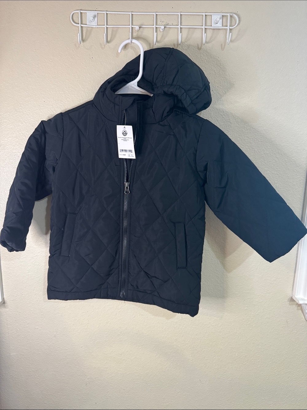 Amazon Essentials Black Quilted Hooded Puffer Jacket for Kids